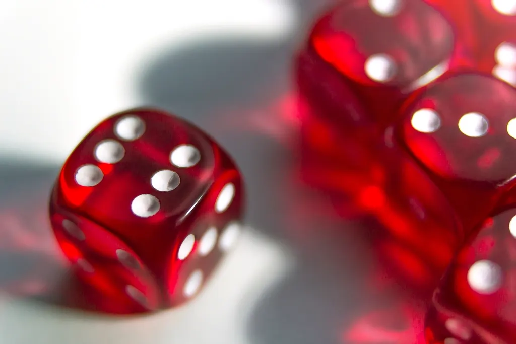 Dice resting on a playing table